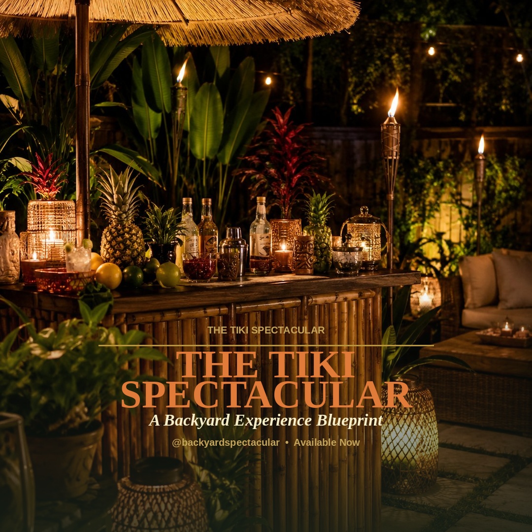 The Tiki Spectacular — tropical backyard experience blueprint cover
