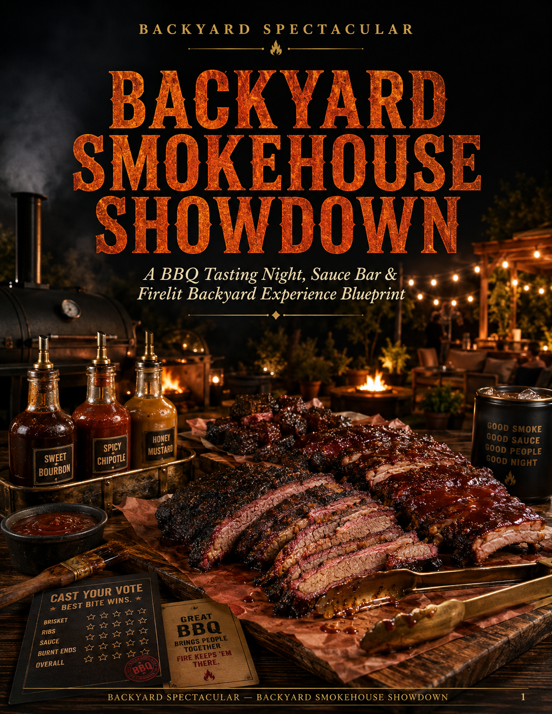 Backyard Smokehouse Showdown — BBQ tasting night and firelit experience blueprint cover